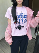 Tiny Summer Comes Strar レタリング半袖Tシャツ