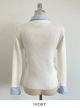 Ballon Shirt Layered V-Neck Shirring Knit