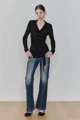 LILY COWL RIBBON TOP black
