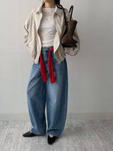202 Back Pocket Balloon Fit Wide Denim Pants
