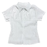 リッピームードストライプスパンシャーリングショートスリーブシャツ (3 colors)