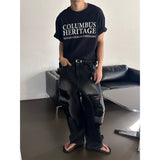[Unisex] ダメージワイドデニムパンツ(2color)