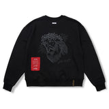 Jesus Oversized Crewneck Black / Oatmeal Melange