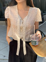 [MADE] Shimiz Dotted Puff Blouse