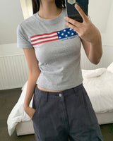 ターミルアメリカンフラッグプリント半袖Tシャツ