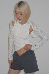 NECK STRAP TEE_DOT WHITE