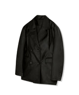 85-VIVAJ001 [Vegan Leather] Vintage Shape Half Leather Jacket