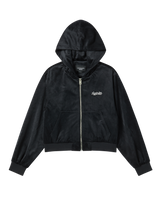 25FW WOMAN VELVET HOODIE JACKET BLACK