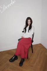 cotton frill bendable long skirt