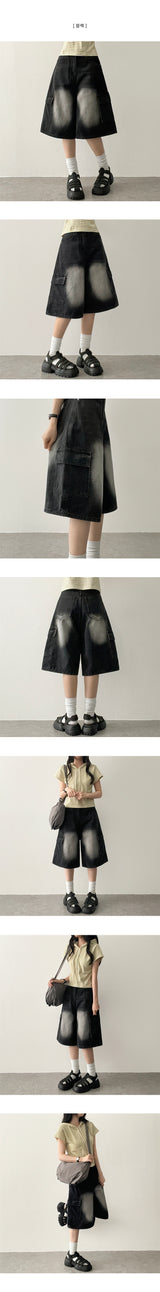 Roit's Washed Cargo Denim Bermuda Shorts