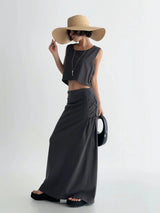 Tie Up Maxi Skirt -2 colours