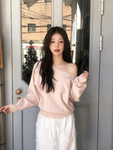#ビューティフルボートネックワンショルダーニット (3color)