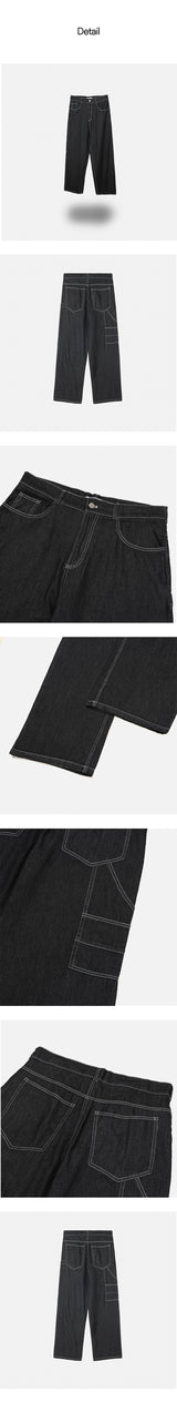[SET UP] Linen stitch capender wide pants