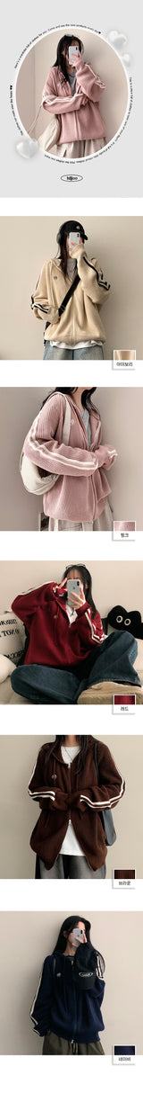 Neuja Two-Line Knitwear Hooded Zip-Up