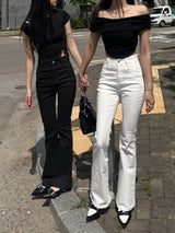 Unbuttoned off snap button slit short sleeve T (4 colors)
