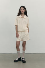 COLLAR TERRY HALF ZIP UP [IVORY]