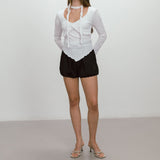 SATIN LACE SHORTS / BLACK