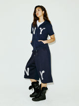 NY アップリケカプリパンツ NAVY