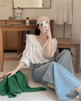 Milka dot frill blouse