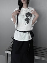 [unisex]フラワープリントオーバーフィット半袖Tシャツ (3color)