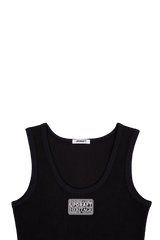 スリーブレスコットンTシャツ ブラック