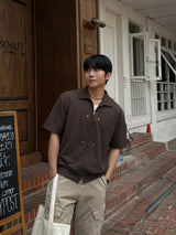 Summer bante collar short-sleeved cardigan