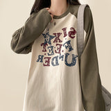 Witty Vintage Crack Lettering Nagrang Long Sleeve Tee 