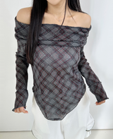 ARGYLE OFF-SHOULDER🤍❤ - 2 COLORS