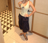 Button Big Pocket Bermuda Harem Capri Pants