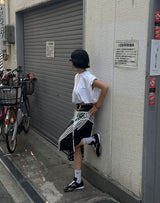 ハイエンドレイヤードベルトセットトラックミディスカート