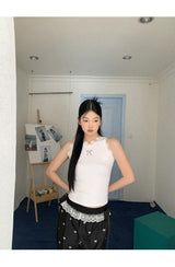 cat lace bow sleeveless tee