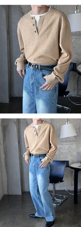 [Unisex] ベーシックなセミワイドデニムパンツ(4color)