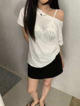 ファビアン ビーズ オフショルダー Tシャツ