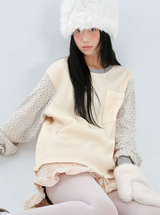 flower waffle long sleeve (cream)