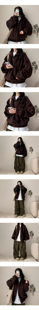 Shortlee boxy fleece zip-up jumper