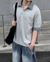 Levin Roll-Up Collar Henley Short Sleeve
