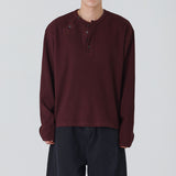 DIAGONAL WAFFLE HENLEY NECK