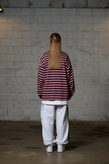 JERRY STRIPE OVERFIT LONG SLEEVE T-SHIRT / NAVY