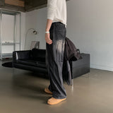 LMN Levy Curve Slit Wide Denim Pants (2 colors)
