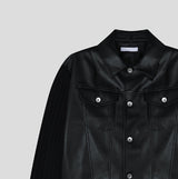 Kurt knit color matching leather jacket