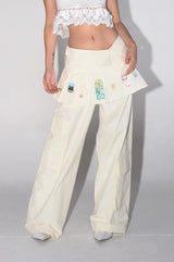 eatmeplz Original Printed Work Pants Short Skirt Two-Way Wide Pants
