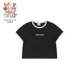 24FWベリーコラージュロゴクロップ半袖Tシャツ ブラック