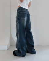 Abel dark blue long wide jeans