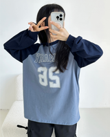カラーブロックラグランオーバーフィット💛🤎💙🖤 - 3 COLORS