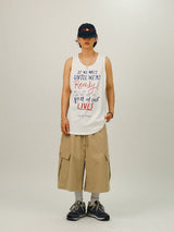 DL レタリングウォッシングスリーブレスTシャツ