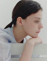 26SS★ Champagne Moon Silver Goutte Glint Earrings XS