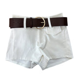 Sculpt Two-Button Spandex Shorts & Belt SET (3 Colors)