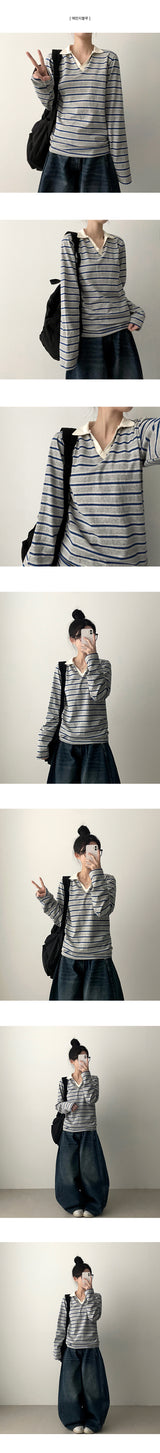 Pearlo Stripe Dangara Cara Long Sleeve T-shirt