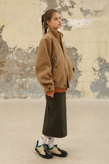 WOOL CROPPED HIGH-NECK SHORT COAT