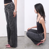 Tiberinus - Lily Jeans - Low-Rise Straight-Leg Jeans - Mouse Grey - 23 cm Rise - 23.5 cm Leg Opening
